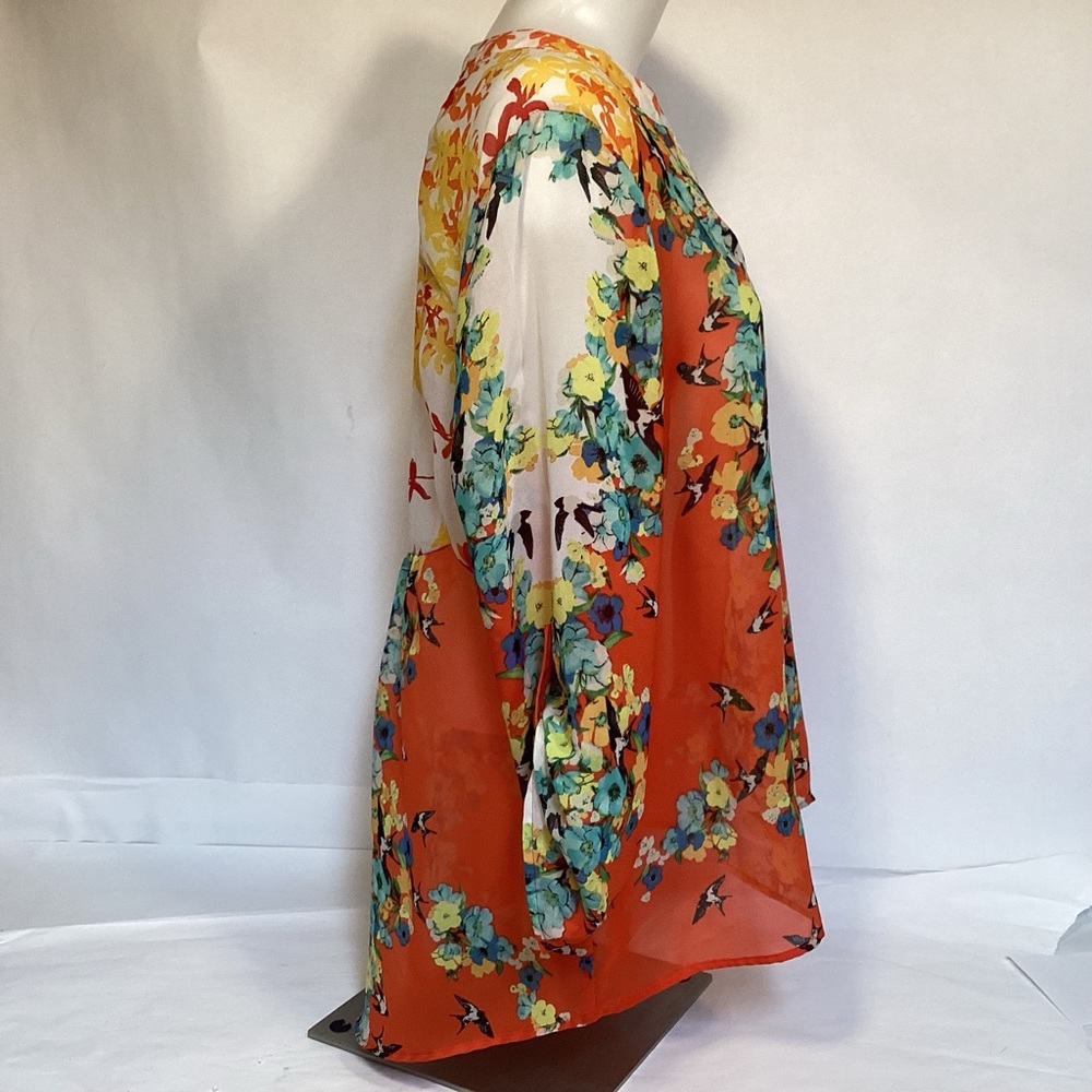 Figueroa & Flower Boho Sheer Floral Blouse Womens size large. - Picture 3 of 12